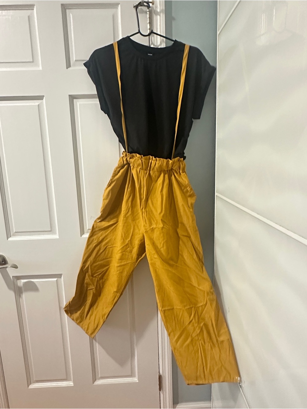 Women's Mustard Suspender Wide-Leg Pants